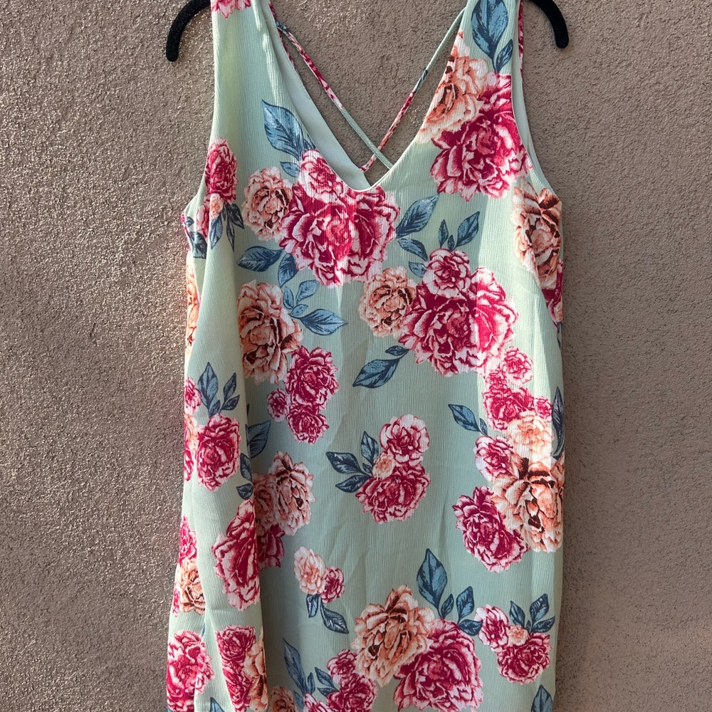 Peppermint Floral Midi Dress - Pink and Blue